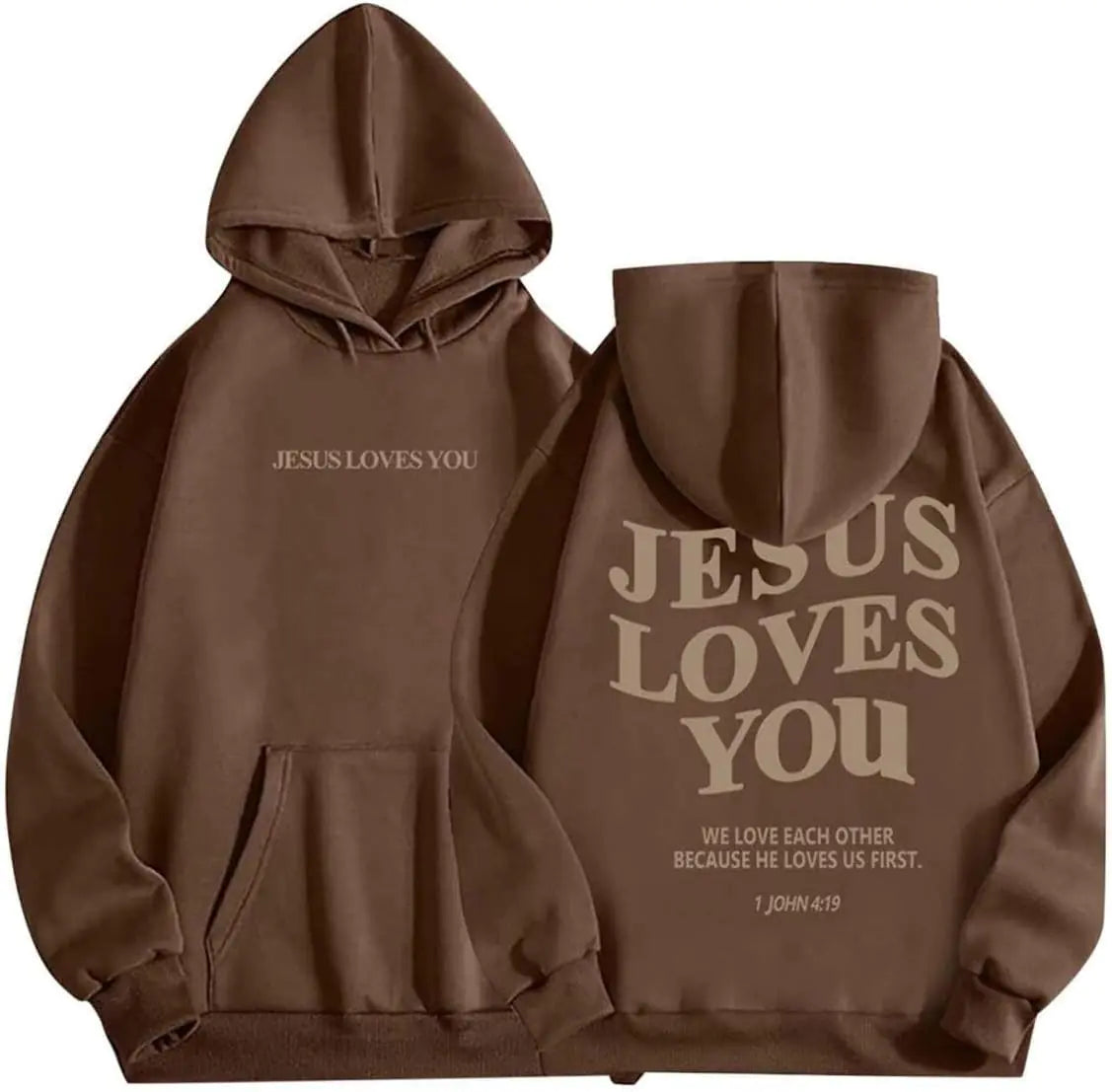 Jesus Loves You Hoodie Christian Faith Over Fear Hoodie Faith Sweatshirt Christian Religious Sayings Pullover Sweater (CoffeeXXL)